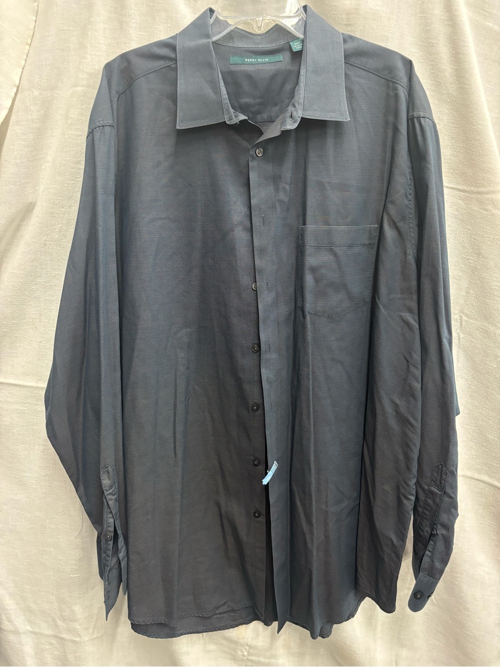 Perry Ellis Men's Dark Blue Long-Sleeve Dress Shirt